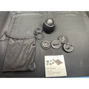 Brookstone USB Pod Travel Adapter Set International Dual Port Black with Pouch